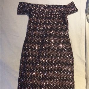 Sequin off shoulder dress